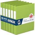 Premium Economy 3-Ring Binder, Spine Label, 1" Round Rings, Green, 6 Pack