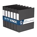 Premium Economy 3-Ring Binder, Spine Label, 1.5" Round Rings, Black, 6 Pack