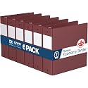 Premium Economy 3-Ring Binder, Spine Label, 3" Round Rings, Burgundy, 6 Pk