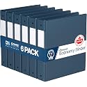 Premium Economy 3-Ring Binder, Spine Label, 1.5" Round Rings, Navy Blue 6Pk