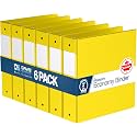Premium Economy 3-Ring Binder, Spine Label, 2" Round Rings, Yellow, 6 Pack