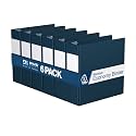 Premium Economy 3-Ring Binder, Spine Label, 3" Round Rings, Navy Blue, 6 Pk