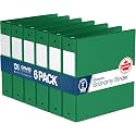 Premium Economy 3-Ring Binder, Spine Label, 2" Round Rings, Green, 6 Pack