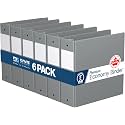Premium Economy 3-Ring Binder, Spine Label, 3" Round Rings, Gray, 6 Pack