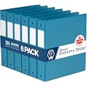 Premium Economy 3-Ring Binder, Spine Label, 1.5" Round Rings, Turquoise 6Pk