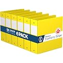 Premium Economy 3-Ring Binder, Spine Label, 3" Round Rings, Yellow, 6 Pack
