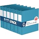 Premium Economy 3-Ring Binder, Spine Label, 2" Round Rings, Turquoise, 6 Pk