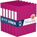 Premium Economy 3-Ring Binder, Spine Label, 1" Round Rings, Pink, 6 Pack