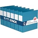 Premium Economy 3-Ring Binder, Spine Label, 3" Round Rings, Turquoise, 6 Pk