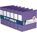 Premium Economy 3-Ring Binder, Spine Label, 3" Round Rings, Purple, 6 Pack