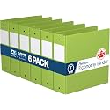 Premium Economy 3-Ring Binder, Spine Label, 3" Round Rings, Lime Green, 6Pk