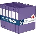 Premium Economy 3-Ring Binder, Spine Label, 1.5" Round Rings, Purple, 6 Pk