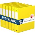 Premium Economy 3-Ring Binder, Spine Label, 1.5" Round Rings, Yellow, 6 Pk