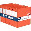 Premium Economy 3-Ring Binder, Spine Label, 2" Round Rings, Orange, 6 Pack