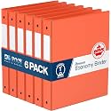 Premium Economy 3-Ring Binder, Spine Label, 1" Round Rings, Orange, 6 Pack