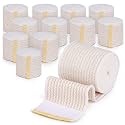 Premium Elastic Bandage Wrap (2" 12 Pack) - Hook &amp; Loop Fasteners at Both Ends - Latex Free Hypoallergenic Compression Roll - Reusable Bandages for Waist, Legs, Elbow &amp; Knee Wrap
