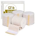 Premium Elastic Bandage Wrap (2" 4 Pack) - Hook &amp; Loop Fasteners at Both Ends - Latex Free Hypoallergenic Compression Roll - Reusable Bandages for Waist, Legs, Elbow &amp; Knee Wrap