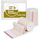 Premium Elastic Bandage Wrap (3" 2 Pack) - Hook &amp; Loop Fasteners at Both Ends - Latex Free Hypoallergenic Compression Roll - Reusable Bandages for Waist, Legs, Elbow &amp; Knee Wrap