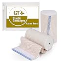 Premium Elastic Bandage Wrap (4" 2 Pack) - Hook &amp; Loop Fasteners at Both Ends - Latex Free Hypoallergenic Compression Roll - Reusable Bandages for Waist, Legs, Elbow &amp; Knee Wrap