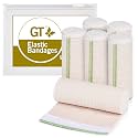 Premium Elastic Bandage Wrap (6" 6 Pack) - Hook &amp; Loop Fasteners at Both Ends - Latex Free Hypoallergenic Compression Roll - Reusable Bandages for Waist, Legs, Elbow &amp; Knee Wrap