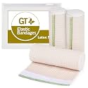Premium Elastic Bandage Wrap (6" 3 Pack) - Hook & Loop Fasteners at Both Ends - Latex Free Hypoallergenic Compression Roll - Reusable Bandages for Waist, Legs, Elbow & Knee Wrap