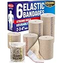 Premium Elastic Bandage Wrap - 6pack (2x2in, 2x3in, 2x4in) - Self-Closing