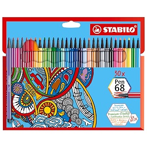 stabilo premium felt tip pen pen 68 wallet of 30 assorted colours including 6 neon