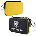 Premium First Aid Kit - 305 Piece Dual-Color Emergency Kit with Hard Shell & Fluorescent Interior Coating, Compact Survival Kit for Home, Car, Travel, Hiking & Outdoor (Black/Yellow)