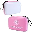 Premium First Aid Kit - 305 Piece Dual-Color Emergency Kit with Hard Shell &amp; Fluorescent Interior Coating, Compact Survival Kit for Home, Car, Travel, Hiking &amp; Outdoor (Pink/White)
