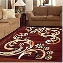 Premium Floral Soft Multi-Color Area Rug 7x10 Feet - Extra Large Anti-Slip - Luxury Living Room Bedroom