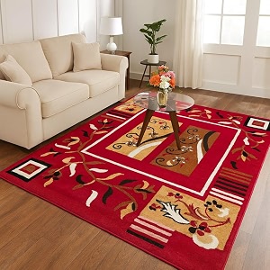 premium floral velvet touch multi-color area rug 5x7 feet - anti-skid washable - luxury living room bedroom