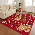 Premium Floral Velvet Touch Multi-Color Area Rug 5x7 Feet - Anti-Skid Washable - Luxury Living Room Bedroom