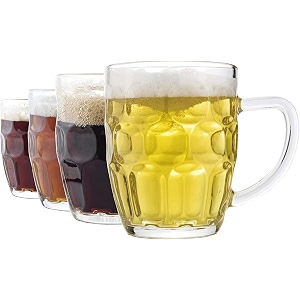 premium glass beer mug - transparent 570ml  mug with handle glass  freezable beer glasses  multipurpose everyday drinking glasses  cocktail glasses design2 - pack of 1