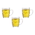 Premium Glass Beer Mug - Transparent (570ml) | Mug with Handle Glass | Freezable Beer Glasses | Multipurpose Everyday Drinking Glasses | Cocktail Glasses (Design2 - Pack of 3)