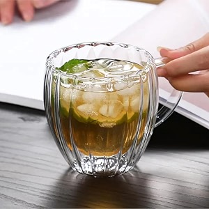 premium glass coffee mug tea cups set of 6-215 ml transparent glass cups set for coffee green tea herbal tea lemon tea milk cup hotcold drinks cups 6 belll