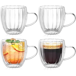 double wall glass 250ml set of 2 double layer tea amp coffee cup double walled glass mugs for hot amp cold drinks coffee tea milk cappuchino juice 2 250 ml tumbler