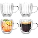 Double Wall Glass 250Ml Set of 2 Double Layer Tea &amp; Coffee Cup Double Walled Glass Mugs for hot &amp; Cold Drinks Coffee Tea Milk cappuchino Juice (2, 250 Ml Tumbler)