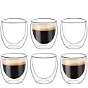Double Wall Glass 250Ml Set of 2 Double Layer Tea &amp; Coffee Cup Double Walled Glass Mugs for hot &amp; Cold Drinks Coffee Tea Milk cappuchino Juice (2, 250 Ml Tumbler)