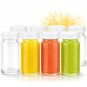 Premium Glass Juice Shot Bottles with Caps, Clear, Wide Mouth, 2oz, 8 Pack