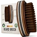 Premium Handmade 4.5" Boar Bristle Beard Brush for Men – Natural Walnut Wood & Non-Slip Rubber Grip – Men’s Grooming Brush for Short, Medium & Long Beards – Mustache & Beard Care Tool – Alpha Organics