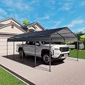 Premium Heavy-Duty Metal Carport with Galvanized Steel Roof and Reinforced Frame for Outdoor Vehicle and Equipment Shelter (12x20FT Carport)