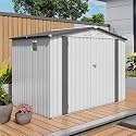 Premium Heavy-Duty Metal Carport with Galvanized Steel Roof and Reinforced Frame for Outdoor Vehicle and Equipment Shelter (8x6FT+White+Gray)