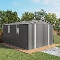 Premium Heavy-Duty Metal Carport with Galvanized Steel Roof and Reinforced Frame for Outdoor Vehicle and Equipment Shelter (10x12FT+Gray)