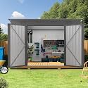 Premium Heavy-Duty Metal Carport with Galvanized Steel Roof and Reinforced Frame for Outdoor Vehicle and Equipment Shelter (Gray + Metal-2)