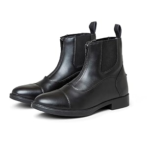 premium horse riding boots for men amp women  synthetic leather equestrian jodhpur ankle boots with front zip amp elastic side panels  shock-absorbing sole  comfortable horseback riding boots  black