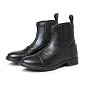 Premium Horse Riding Boots for Men & Women | Synthetic Leather Equestrian Jodhpur Ankle Boots with Front Zip & Elastic Side Panels | Shock-Absorbing Sole | Comfortable Horseback Riding Boots | Black