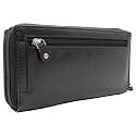 Premium Leather Women's Checkbook Cover with RFID Blocking, Black, Black, Checkbook Cover Wallet