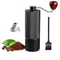 Premium Manual Coffee Grinder - 5-Axis CNC Stainless Steel Burr & Solid Aluminum Body Hand Coffee Mill - Adjustable Setting, Portable Hand Crank Grinder with Wooden Handle
