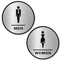 Premium Men & Women Washroom Door Signage Set 6 Inch | Brushed Silver & Black Self-Adhesive Restroom Signs for Office, Hotel, Restaurant, Café, Shop, Hospital, School & Commercial Spaces