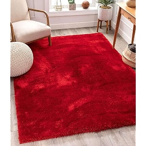 Premium Microfiber Soft Red Shag Rug 5x8